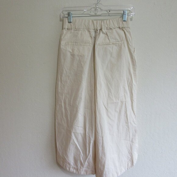 Mare Anthropologie Cream Wide Leg Curved Hem XSP Front Pleat Pockets Pants - Picture 3 of 5